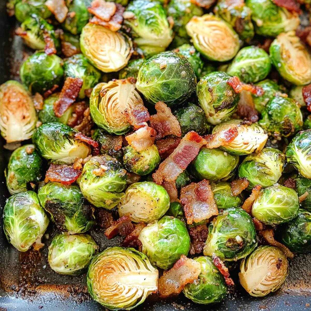 Savory Roasted Garlic Brussels Sprouts with Crispy Bacon
