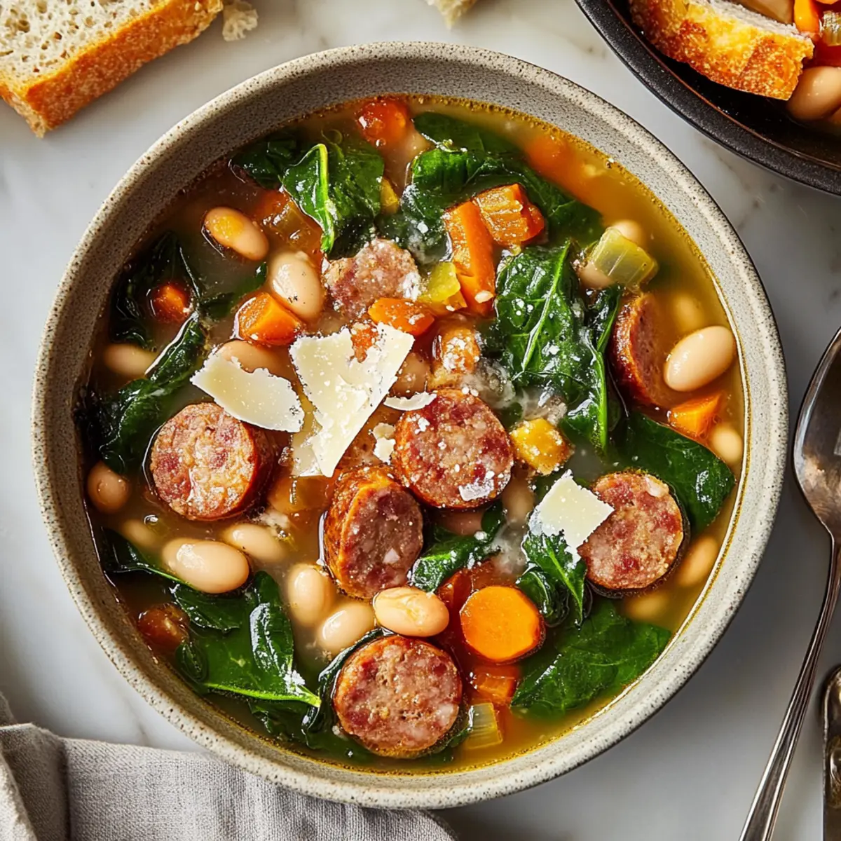 Cozy Up with Slow Cooker Sausage, Spinach and White Bean Soup