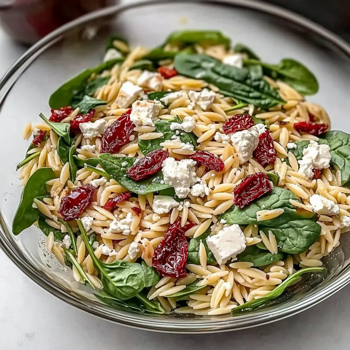 Balsamic Orzo Salad with Spinach, Feta & Sundried Tomatoes Bliss