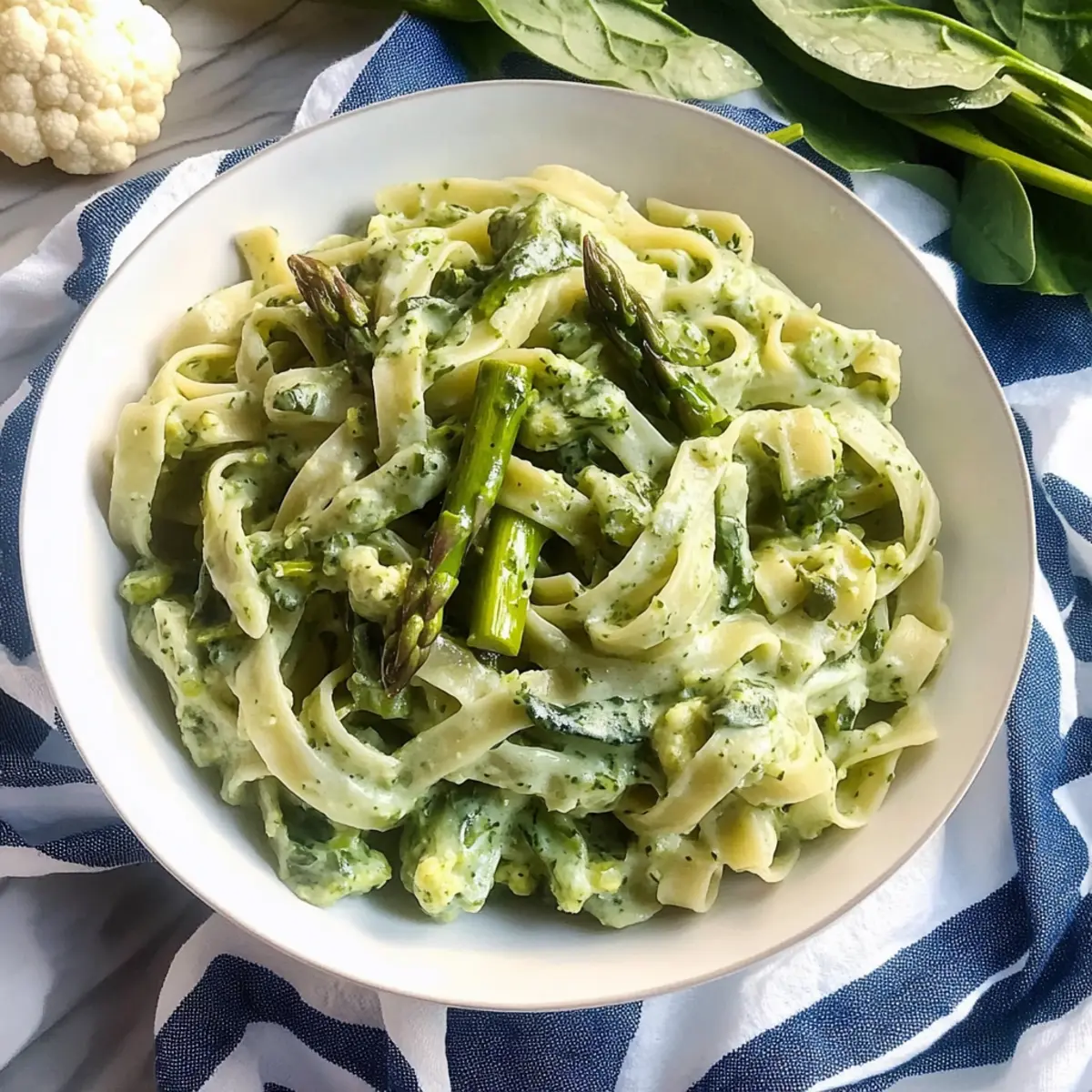 Green Cauliflower Cream Fettuccine - A Light Comfort Delight