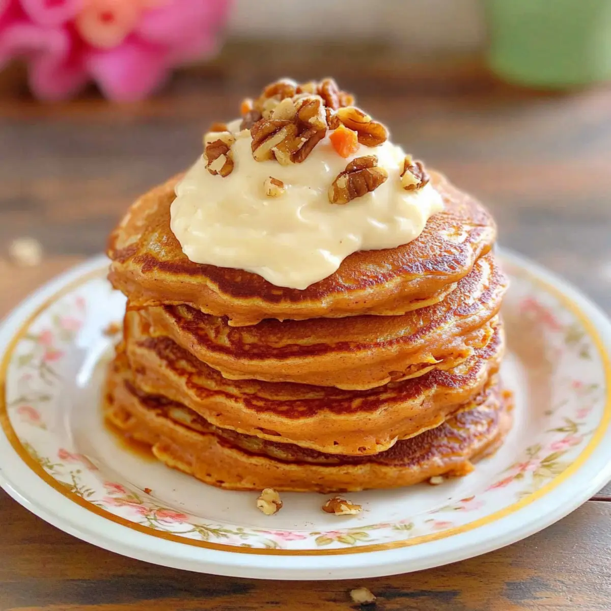 Fluffy Carrot Cake Pancakes with Cream Cheese Frosting Delight