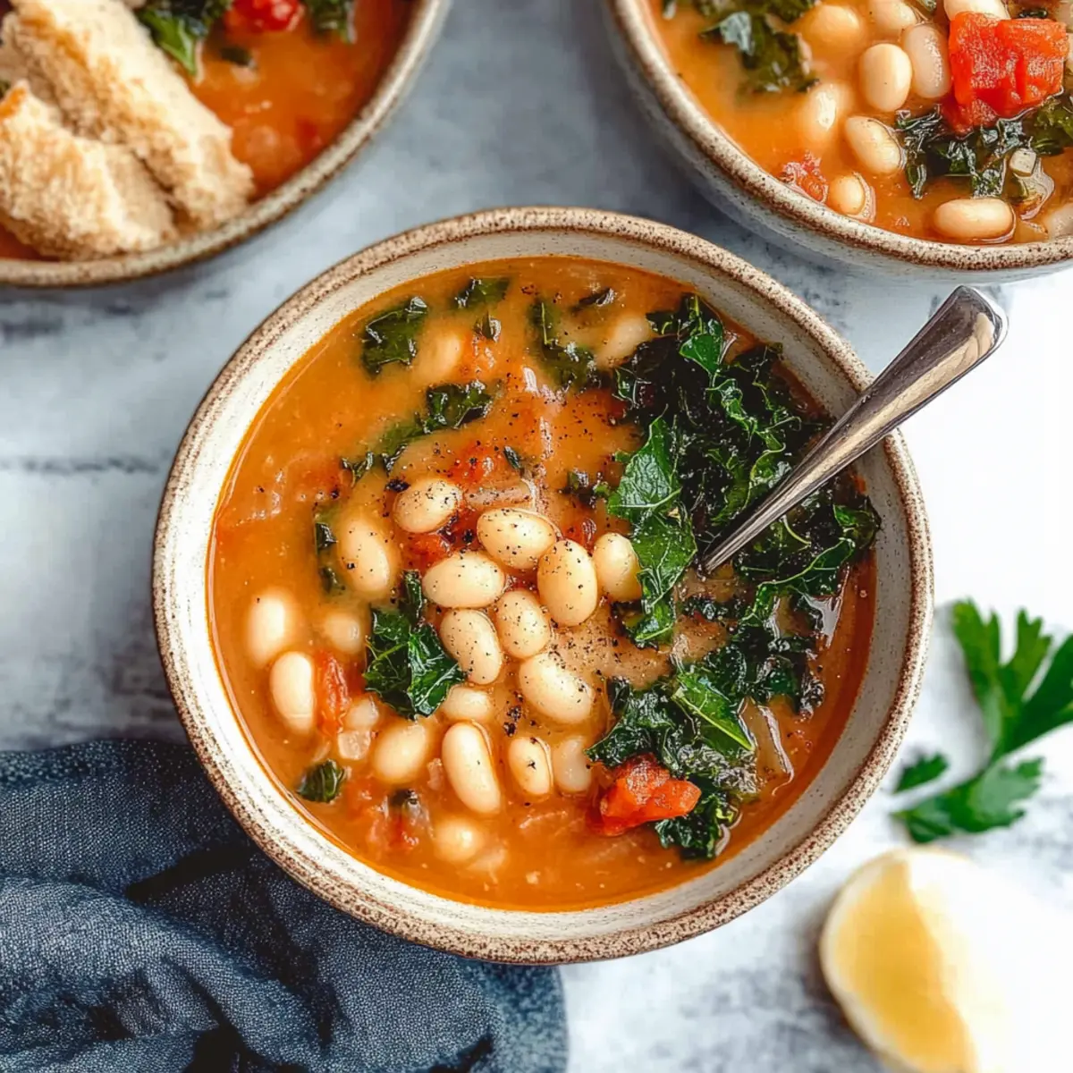 Savory Mediterranean White Bean Soup with a Spicy Twist