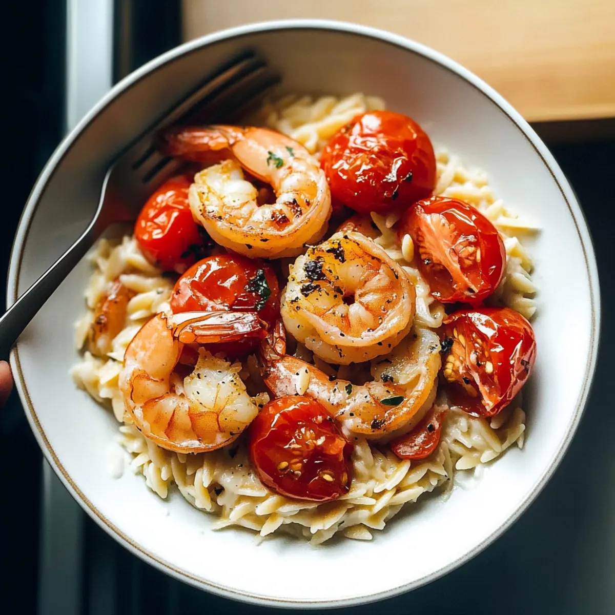Delicious Garlic Shrimp and Tomatoes with Parmesan Orzo Bliss