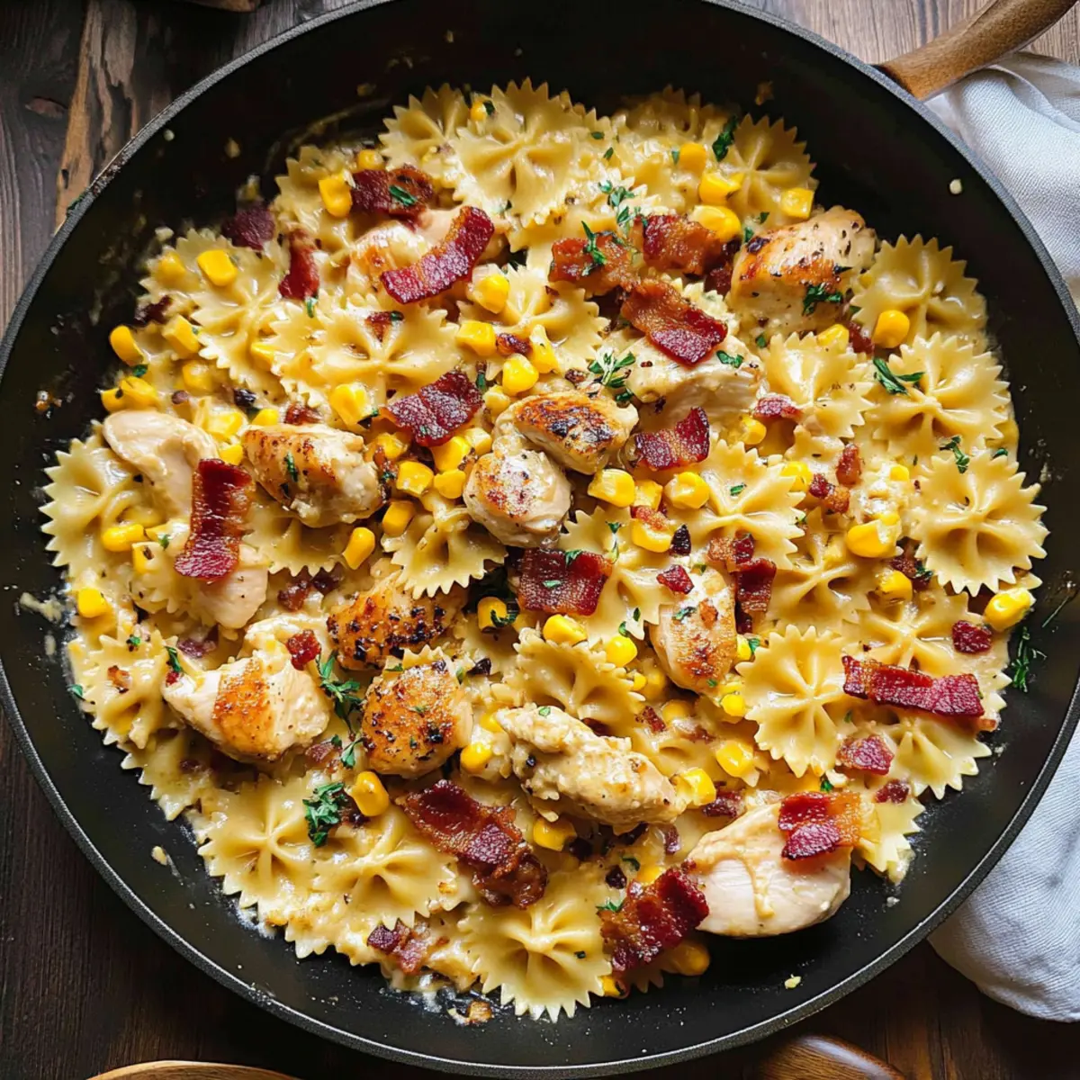 Creamy Chicken and Corn Pasta with Bacon for Cozy Nights