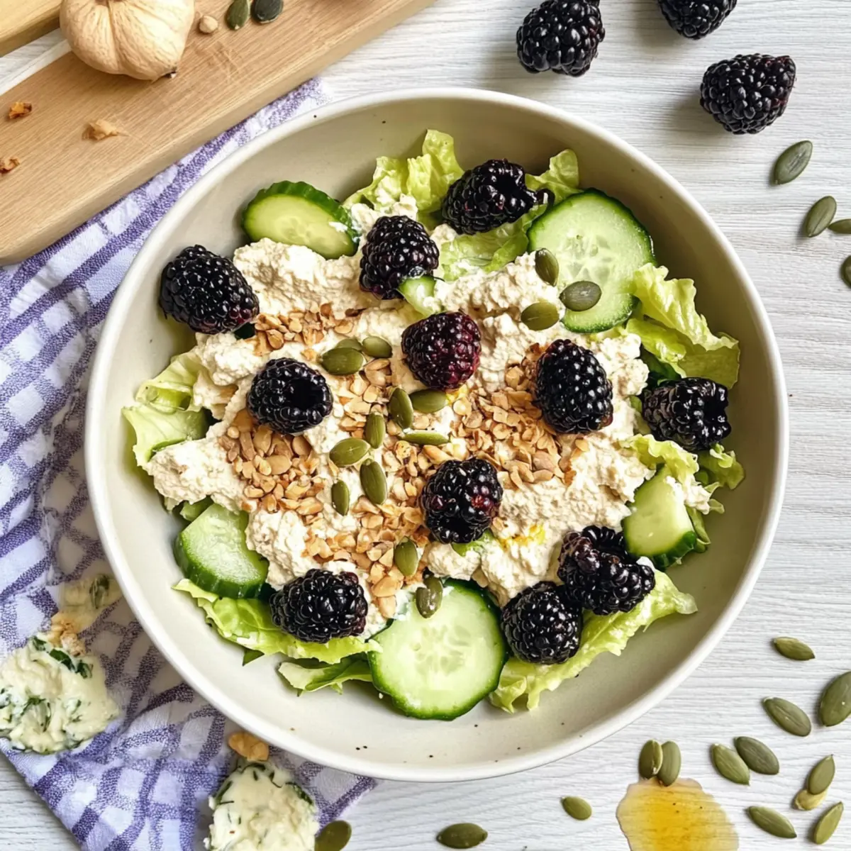 Summer Blackberry Salad with Creamy Cashew Ricotta Bliss