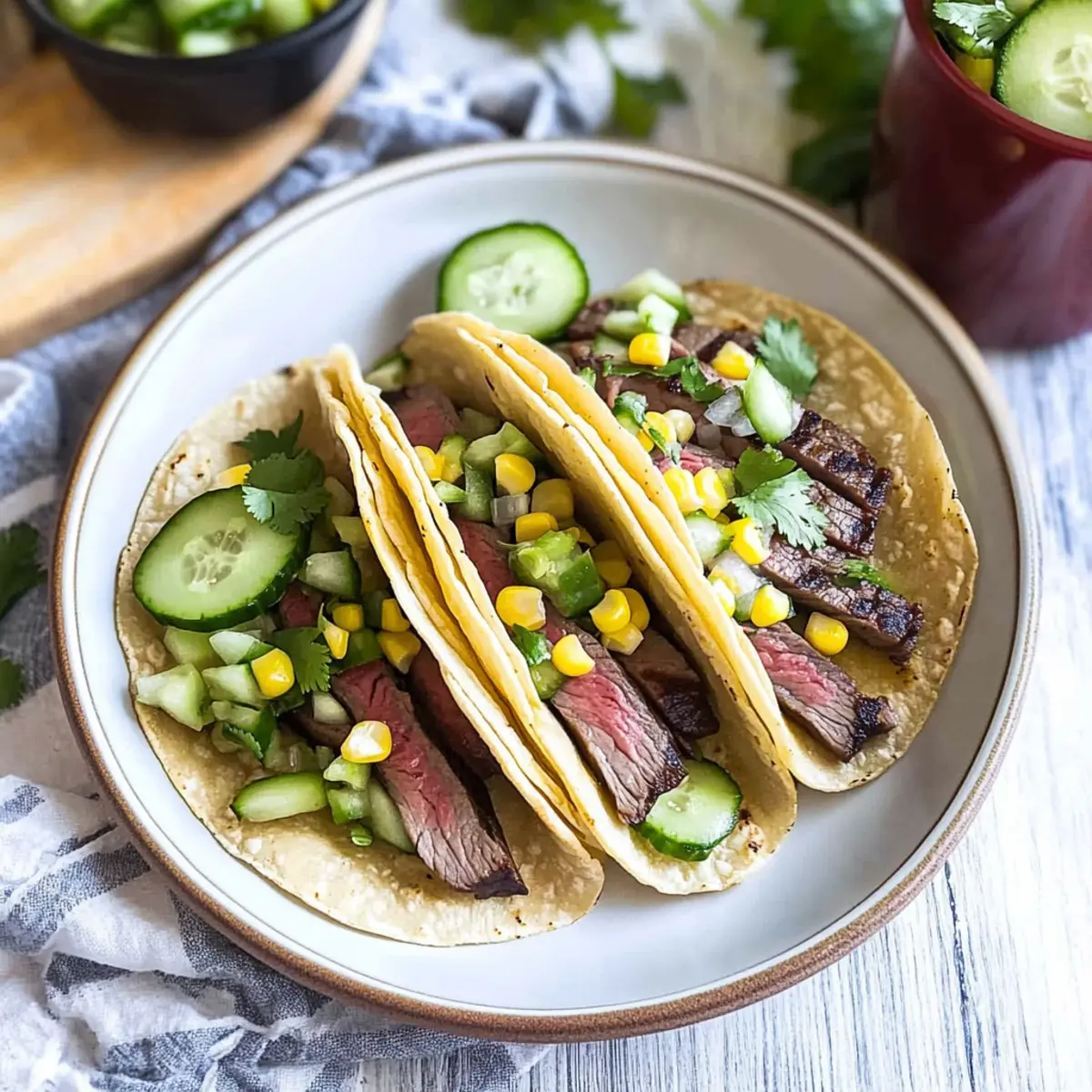 Grilled Steak Tacos with Zesty Cucumber Salsa Delight