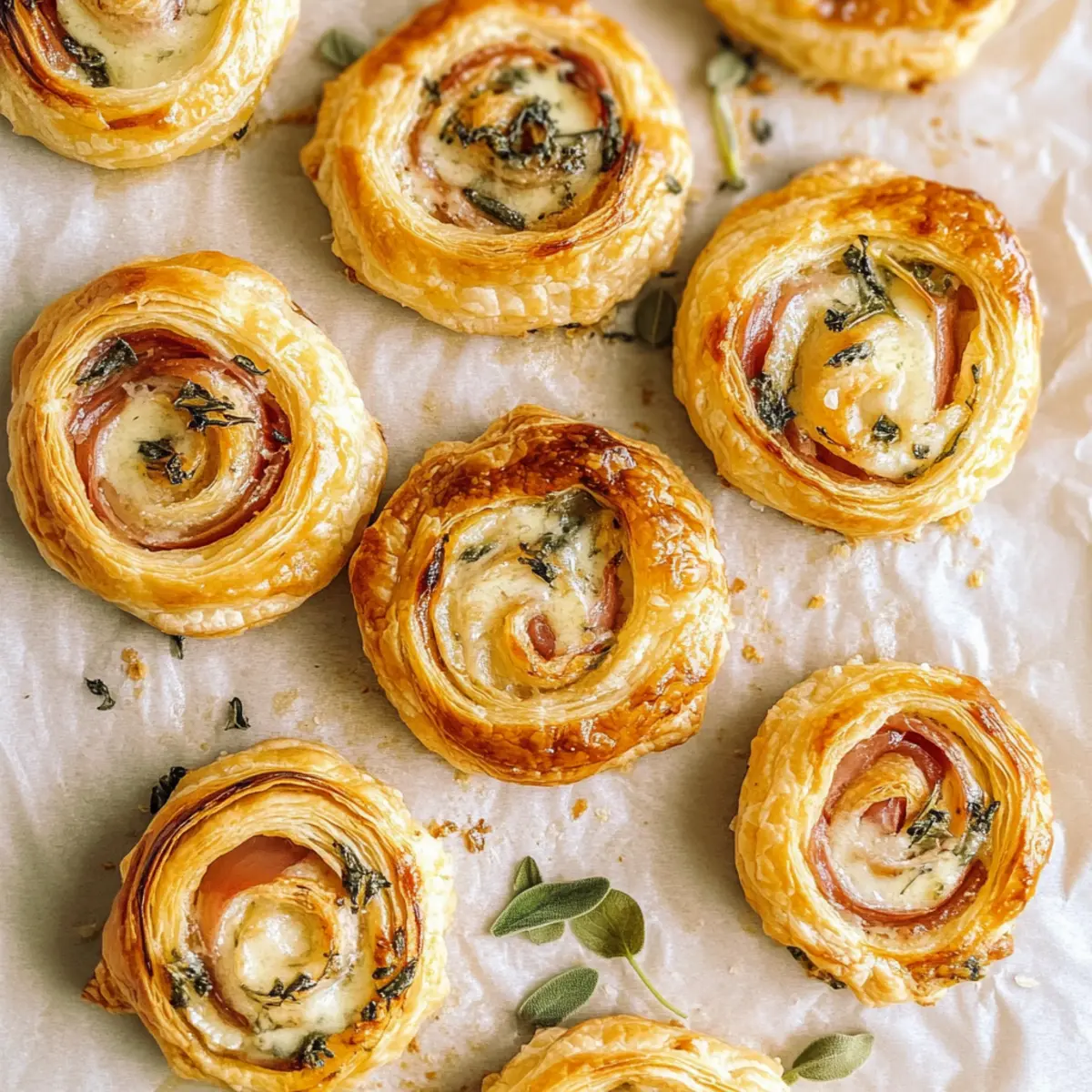 Savory Prosciutto, Sage & Gruyere Puff Pastry Pinwheels Delight