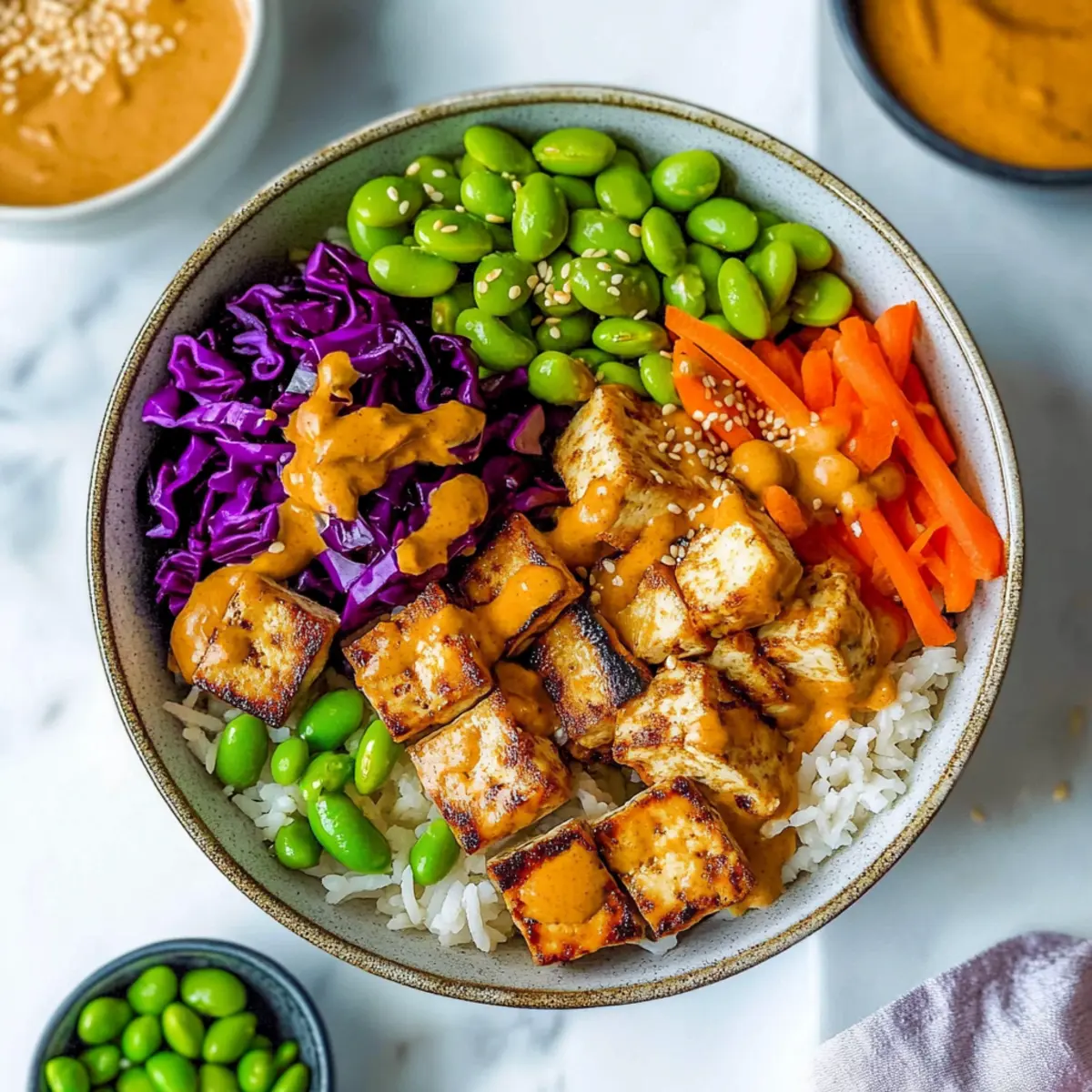 Delicious Tofu Buddha Bowl with Creamy Peanut Sauce