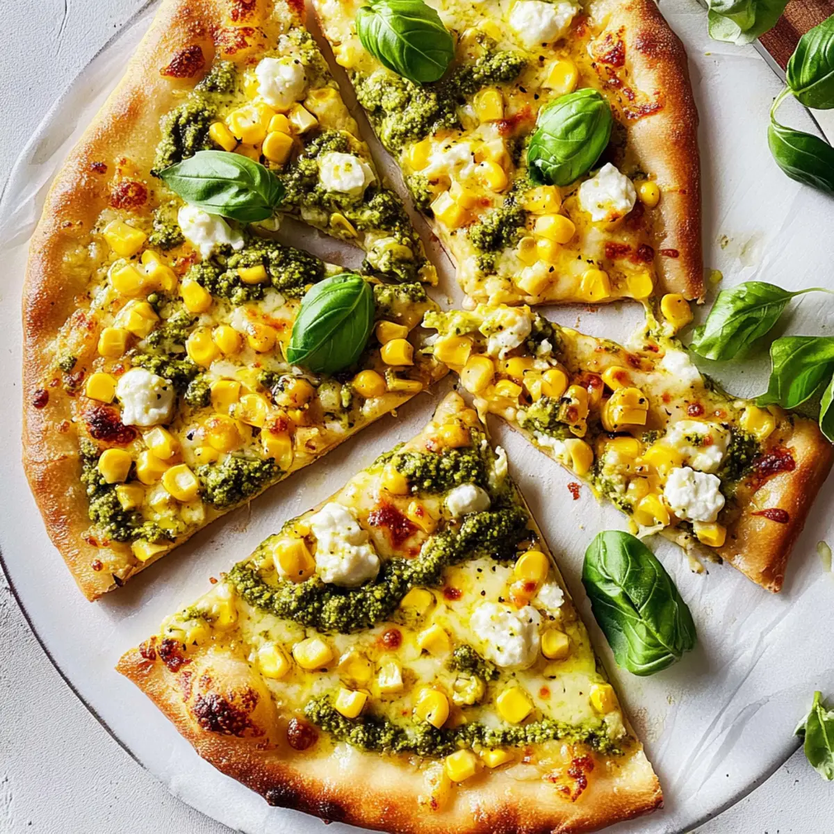 Irresistible Sweet Corn Pizza with Ricotta and Pesto Magic