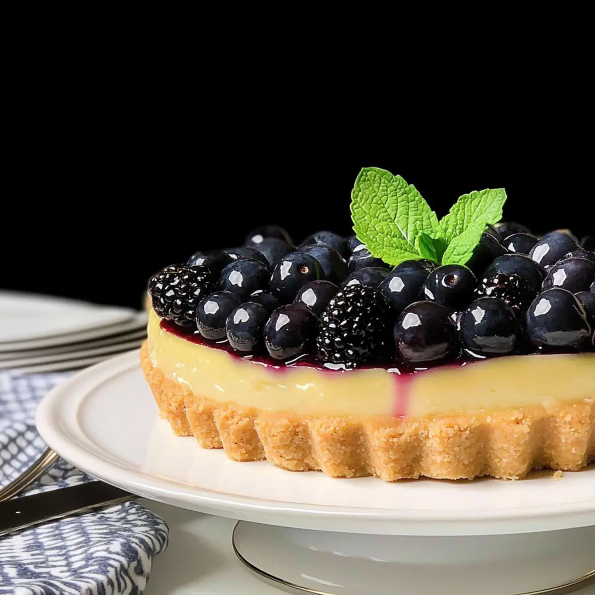 No-Bake Lemon Cheesecake with Glazed Berries Delight