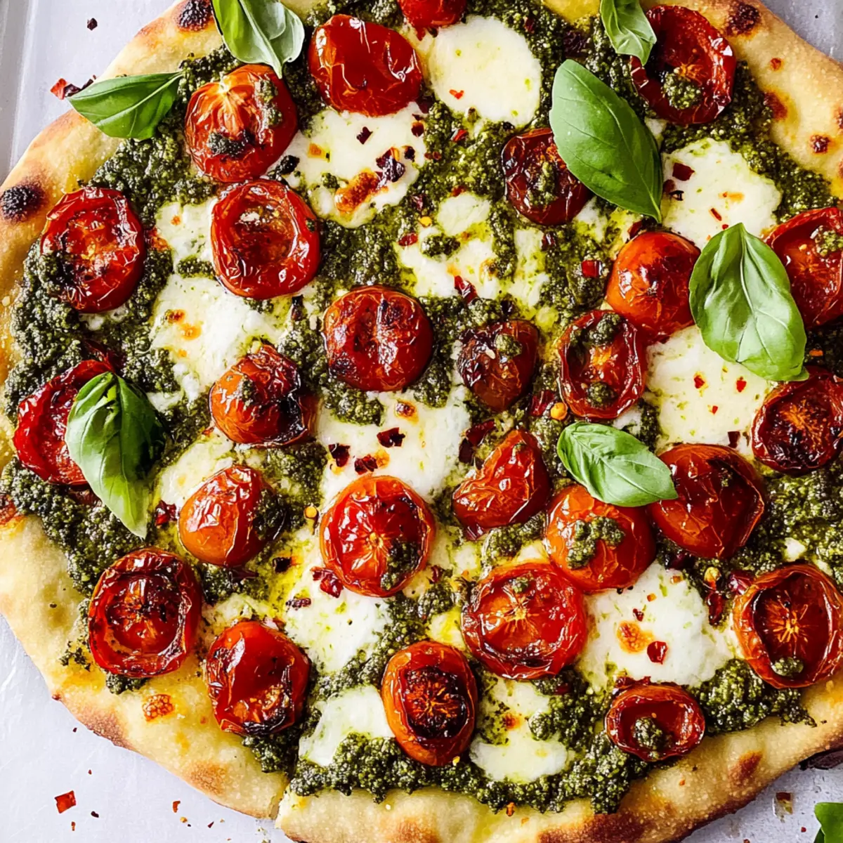 Delicious Pesto Pizza with Roasted Tomatoes for Easy Dinners