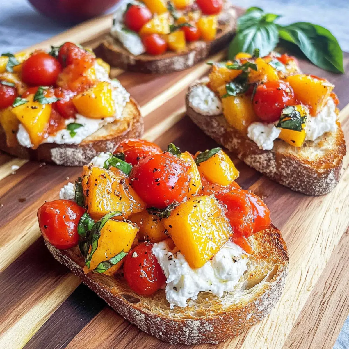 Peach and Tomato Burrata Bruschetta for a Flavorful Summer