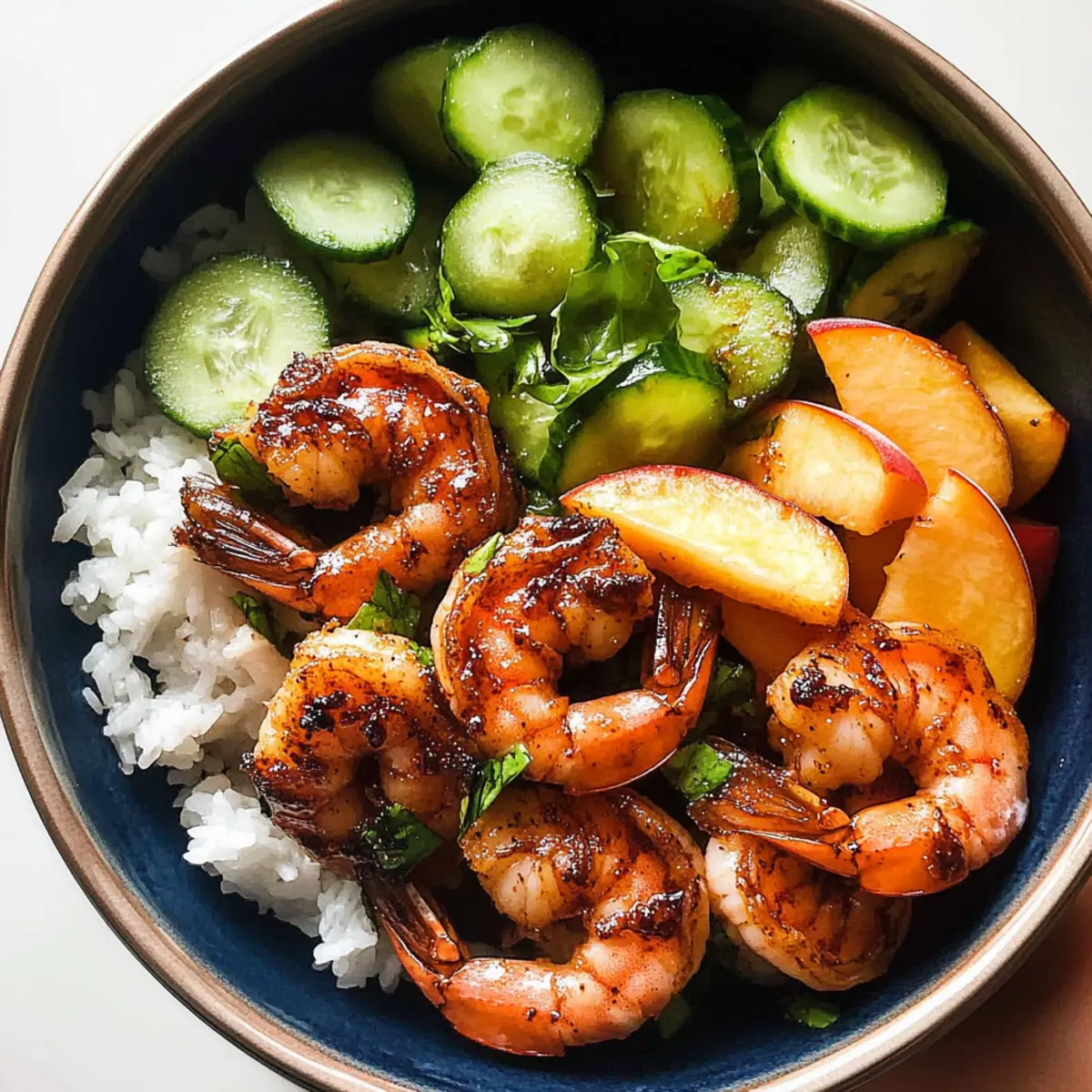 Sweet and Spicy Shrimp with Peach Salad for Summer Bliss