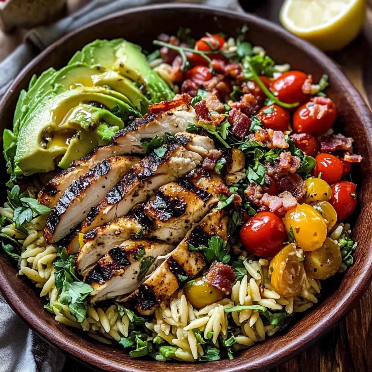 Grilled Lemon Herb Chicken Avocado Orzo Salad for a Fresh Boost