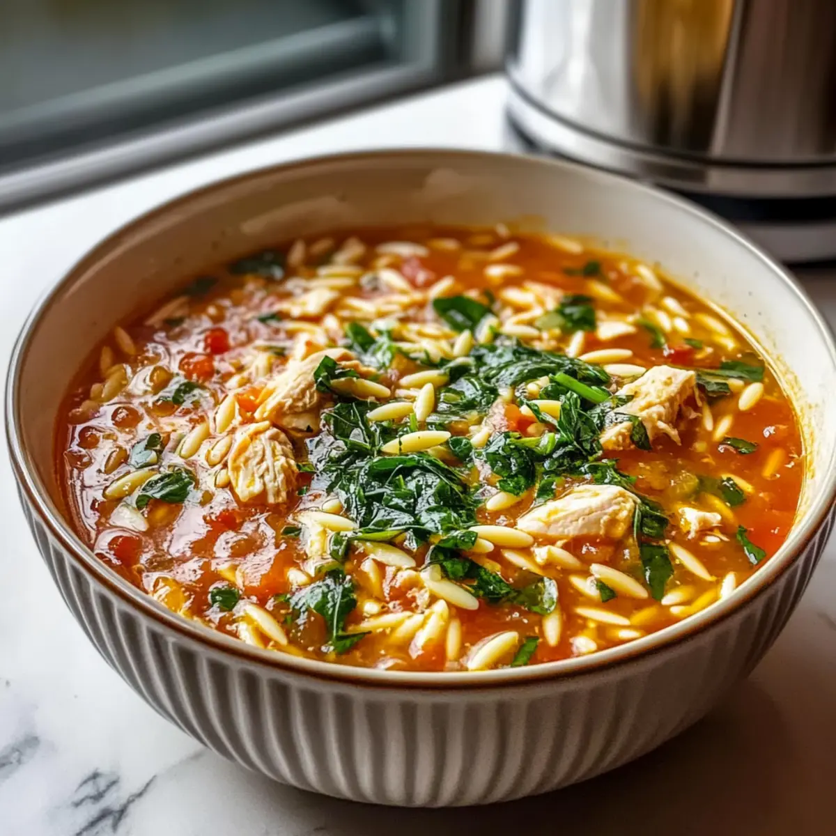 Warm and Cozy Chicken Orzo Tomato Soup for Chilly Nights