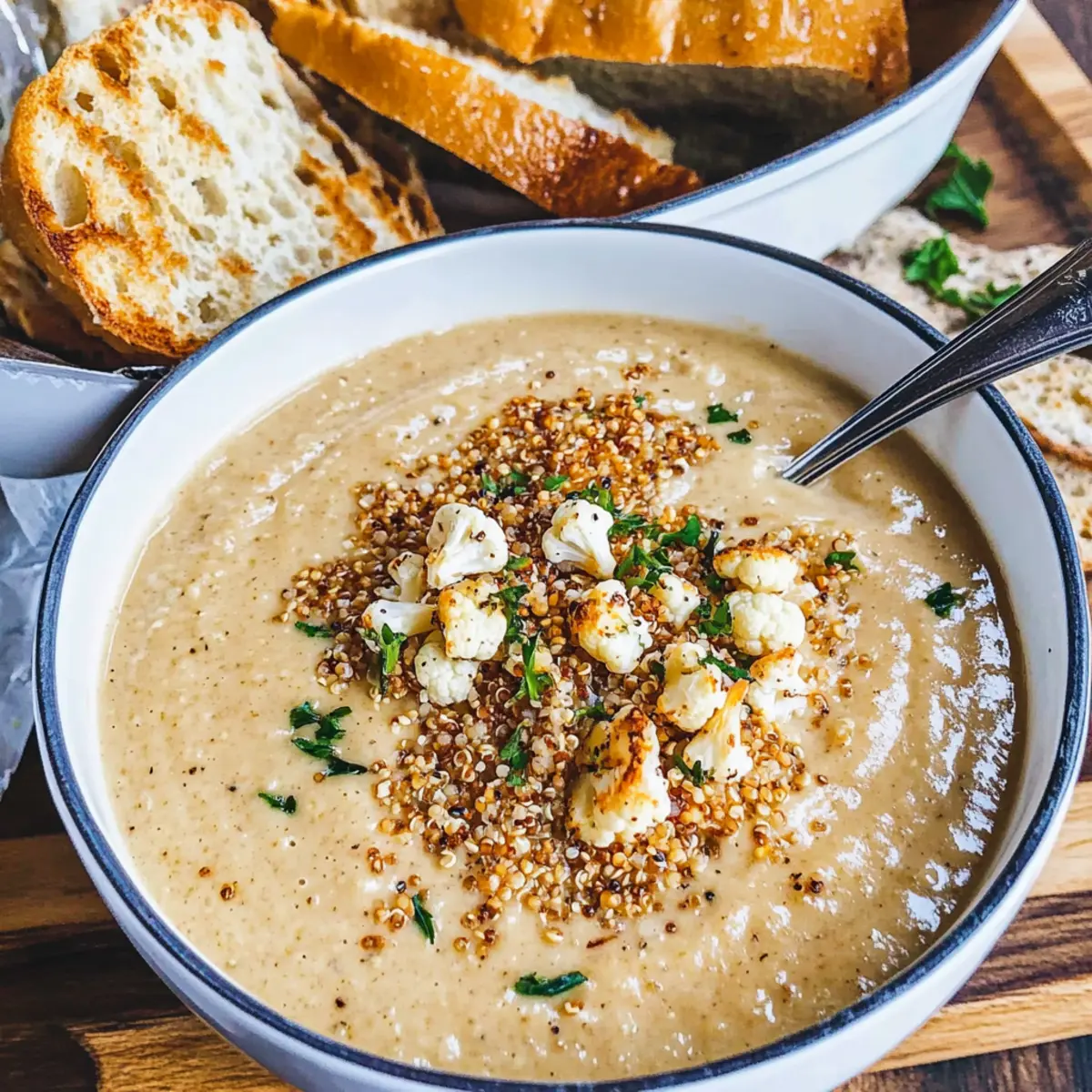 Creamy Asiago Roasted Garlic Cauliflower Soup to Savor