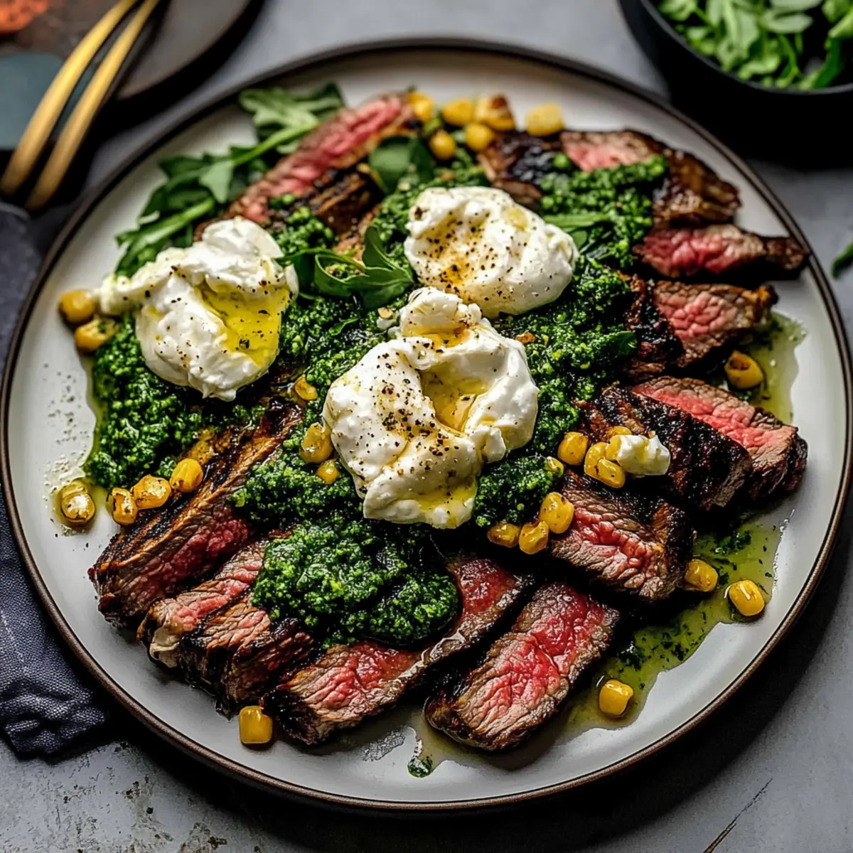Grilled Flank Steak with Burrata & Pesto: A Summer Delight
