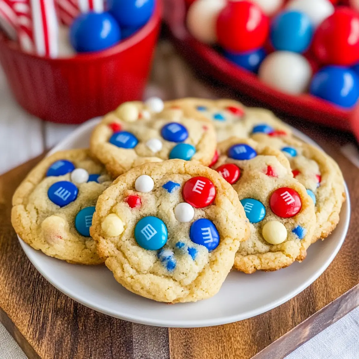 Red White and Blue M&M Cookies for Festive Celebrations