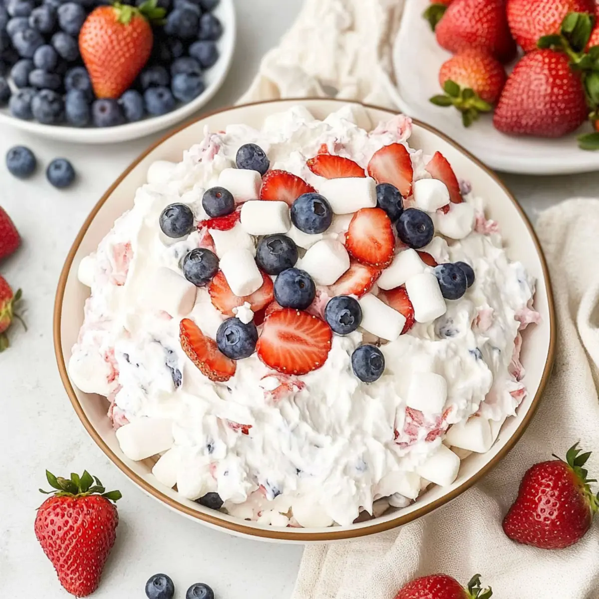 Refreshing Red White & Blue Cheesecake Salad for Summer Fun