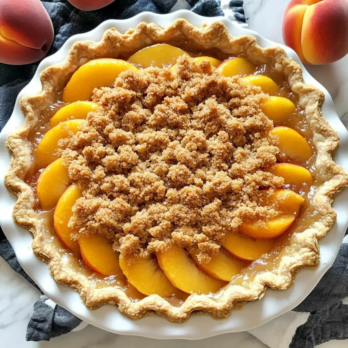 Delicious Peach Crumble Pie with Crunchy Streusel Topping