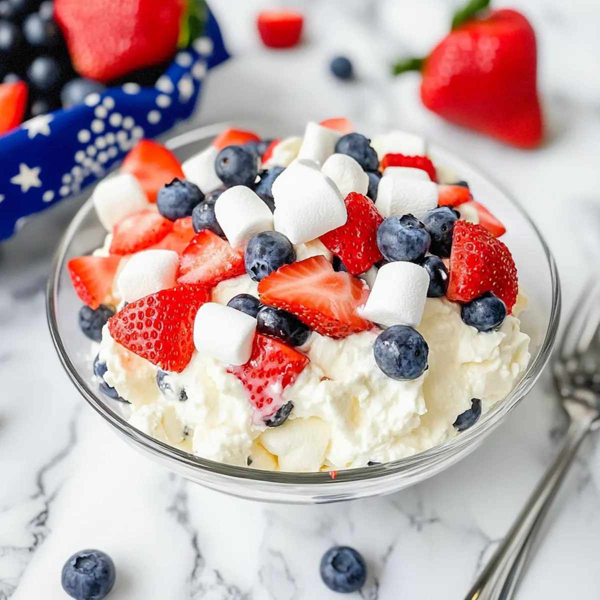 Delicious Red White and Blue Cheesecake Salad for Summer Fun