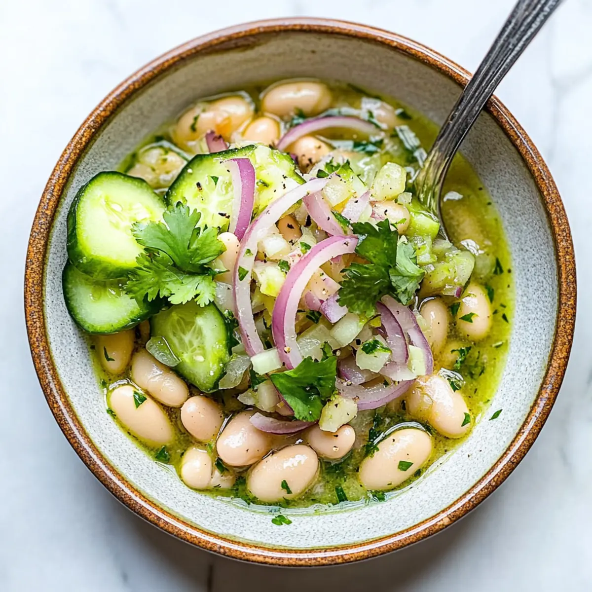 Zesty Tomatillo Beans with Crunchy Cilantro Salad Bliss