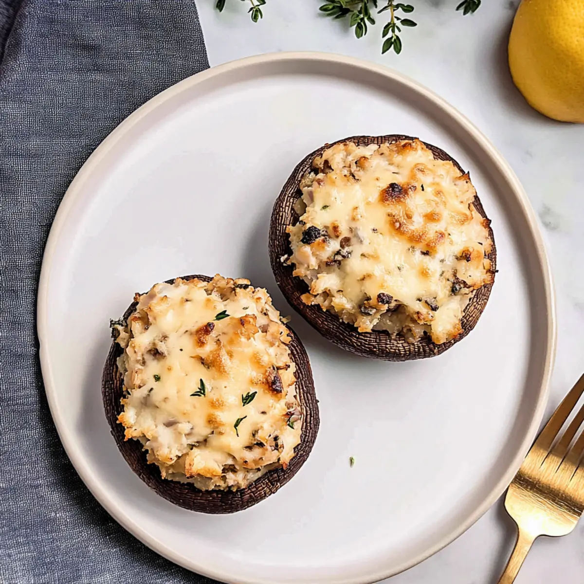 Baked Crab Stuffed Portobello Mushrooms for a Zesty Delight