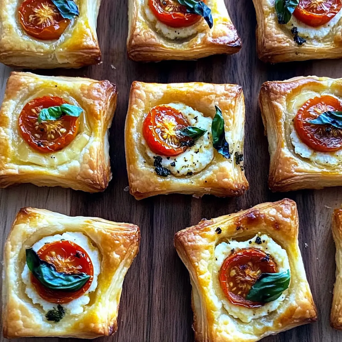 Savory Goat Cheese and Roasted Tomato Puff Pastry Tartlets