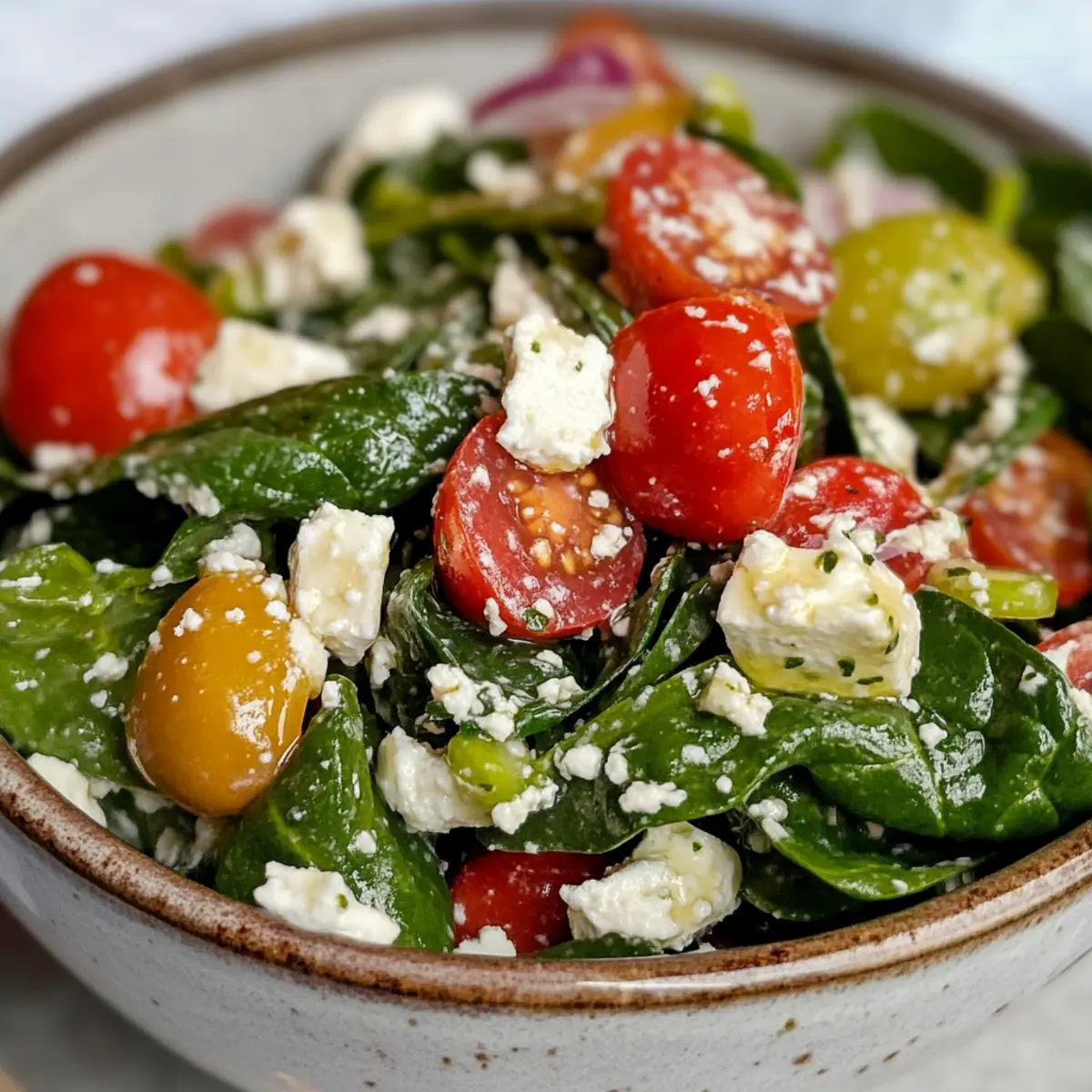 Spinach Tomato Salad with Feta Cheese for a Fresh Flavor Boost